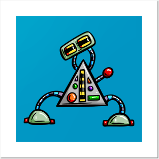 Cute Cartoon Robot Design Sci-fi Character Triangle Posters and Art